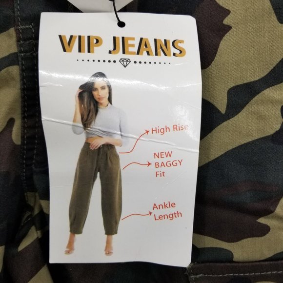 NWT VIP Jeans High Rise Baggy Fit Camouflage Joggers Size 1/2 - Picture 5 of 14